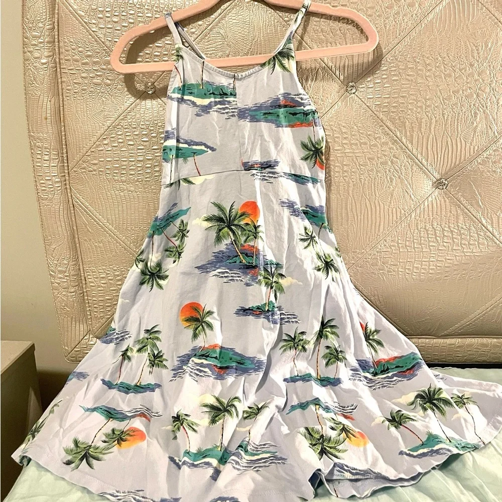 Old Navy Girl’s Vacation Summer Sun Dress with Ocean & Palm Trees